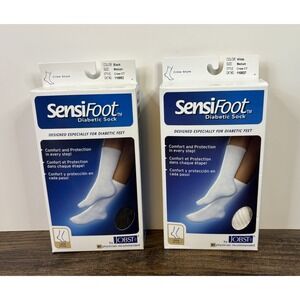 Jobst SensiFoot Diabetic Sock Crew Closed Toe Medium White & Black 110837 110852